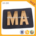 LB283 custom genuine clothing leather labels with metal